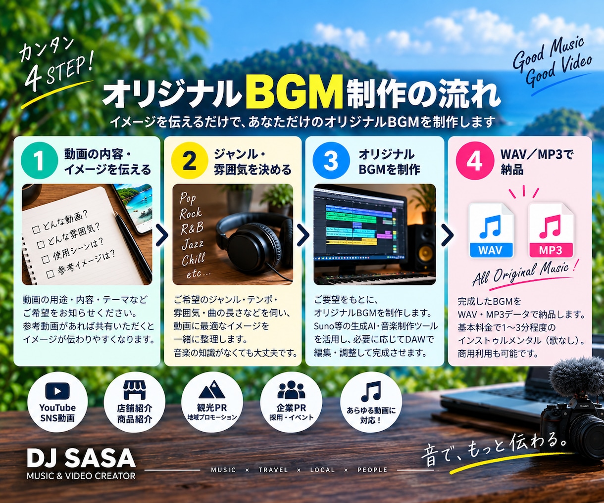 YouTube・SNS動画用BGMを制作します PR動画や店舗紹介に使えるオリジナルBGMを制作 イメージ2