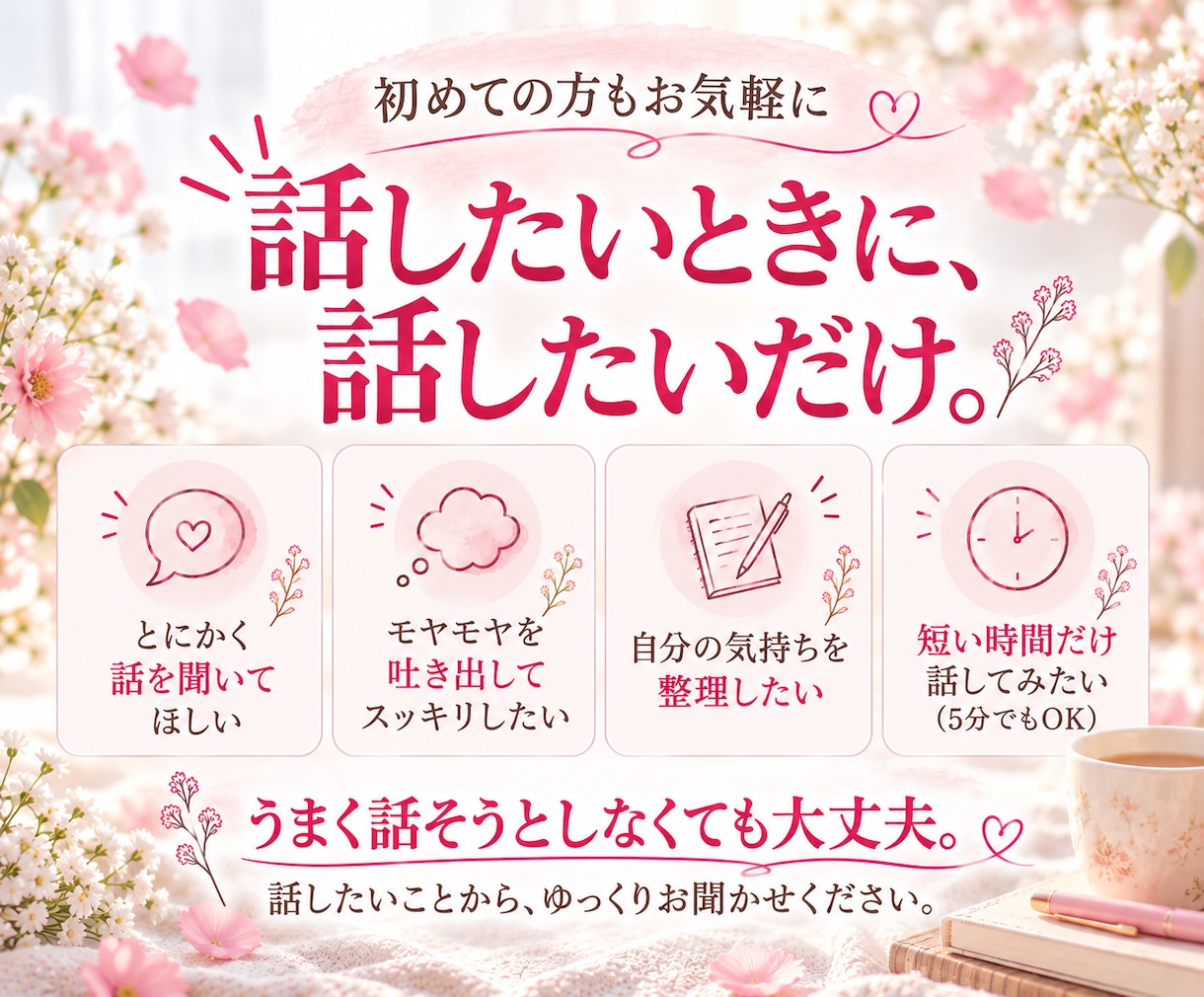 人に言えない恋愛の悩み、モヤモヤをじっくり聞きます 復縁/恋愛依存/三角関係/秘密の恋/曖昧な関係/複雑な恋愛 イメージ5