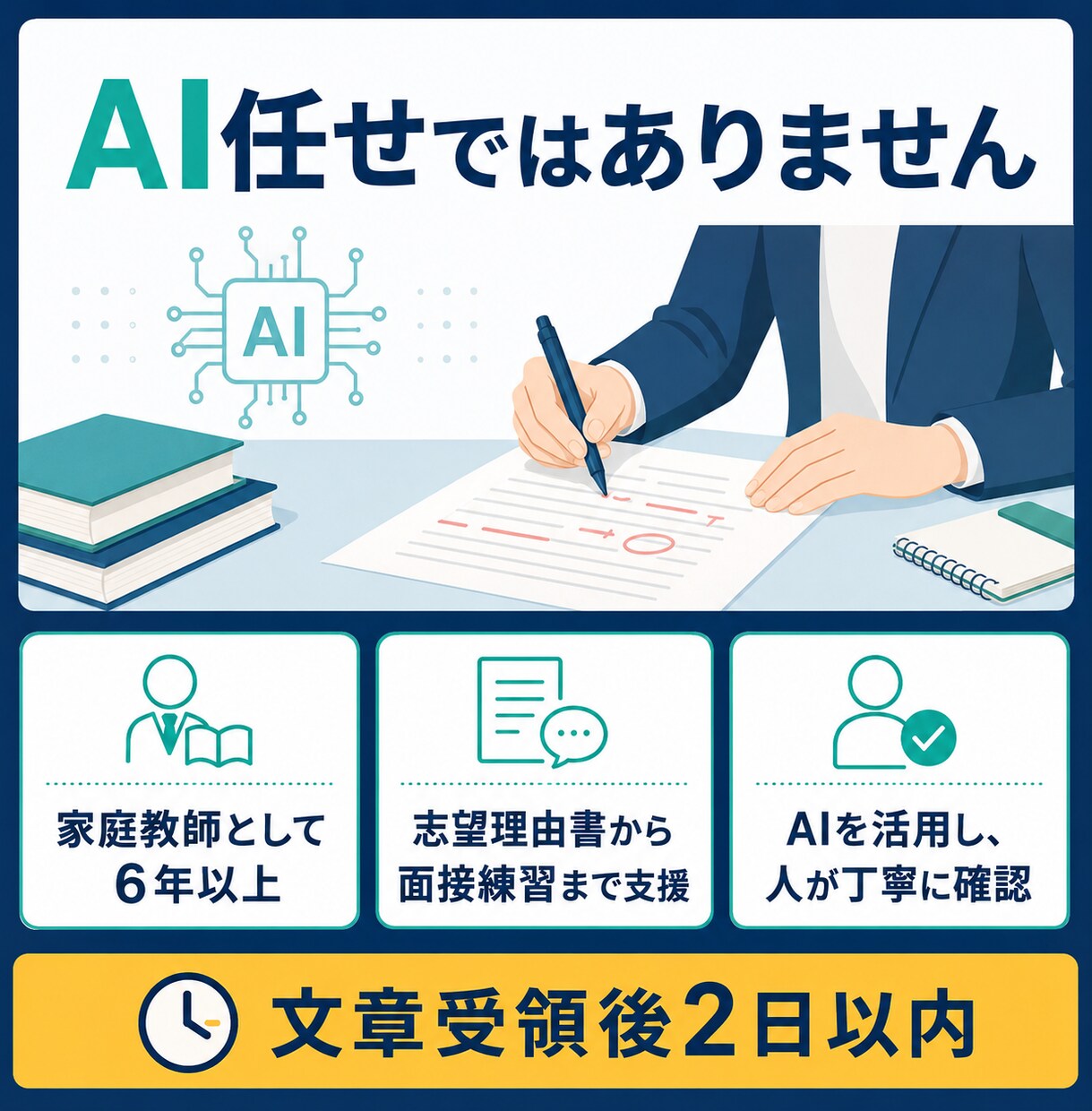 総合型選抜／AO入試の志望理由書を添削します 文章添削・面接想定質問・修正後の再確認1回まで対応 イメージ4
