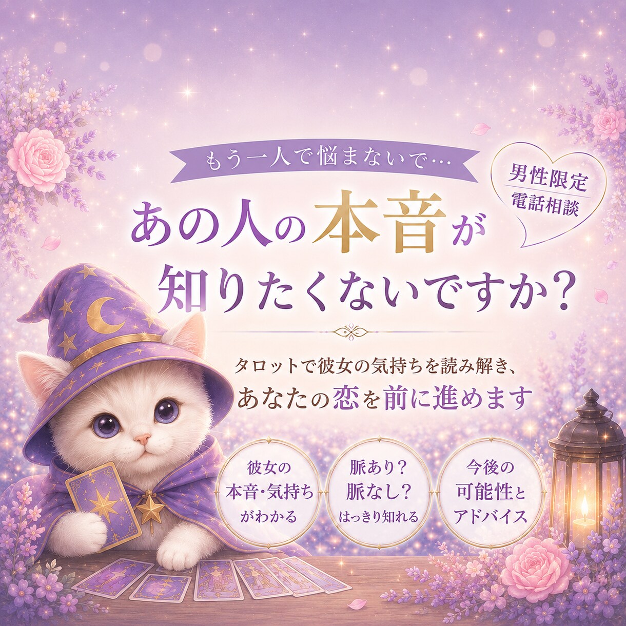 男性専用☆片思いの彼女の本音を今すぐ電話で占います 片思い/脈あり/告白タイミング/彼女の気持ち/恋愛 イメージ1