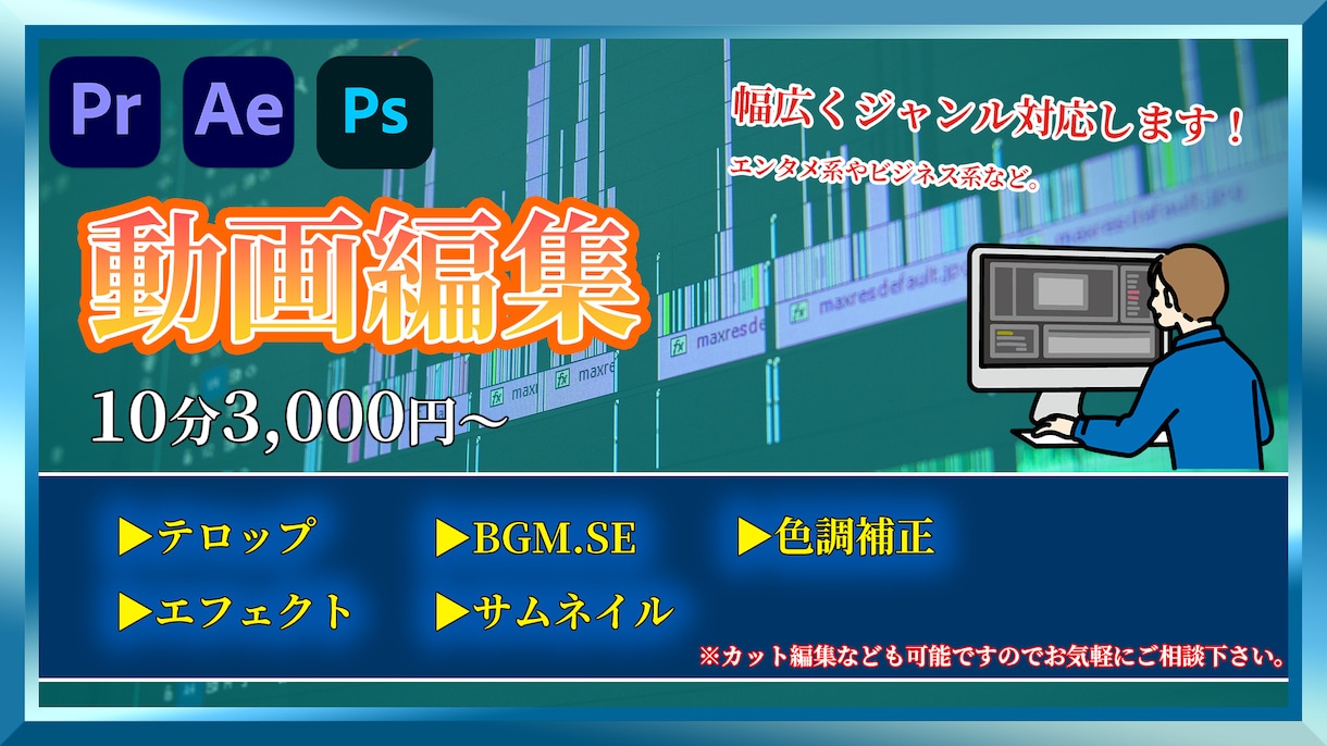 幅広いジャンルで動画編集致します 長尺素材も10分の動画で仕上げます！ イメージ1