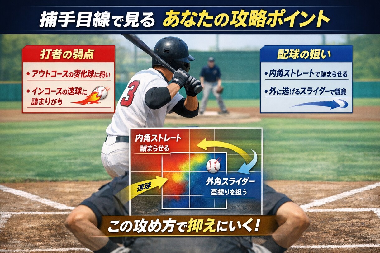打者必見　捕手視点から、貴方を打者分析をします 捕手視点で打者の弱点を分析打たれる打者の特徴を解説 イメージ1