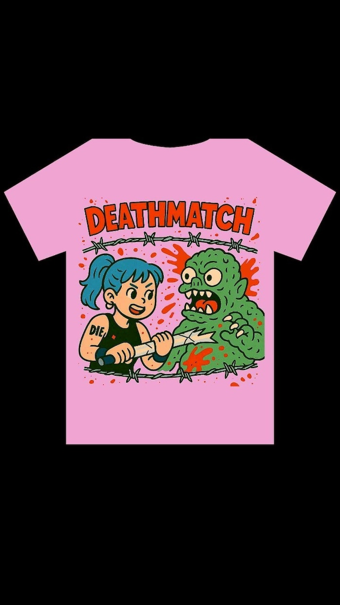 サブカル×ポップなTシャツイラスト制作します ゆるキャラ×バイオレンス。クセのあるポップ系Tシャツに！ イメージ3