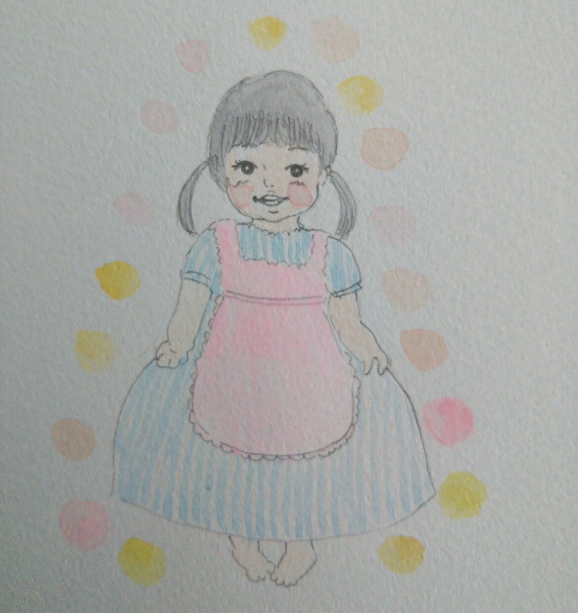 優しいタッチの水彩画似顔絵描きます 水彩絵の具と水彩色鉛筆を使い優しい感じの似顔絵を制作します イメージ2