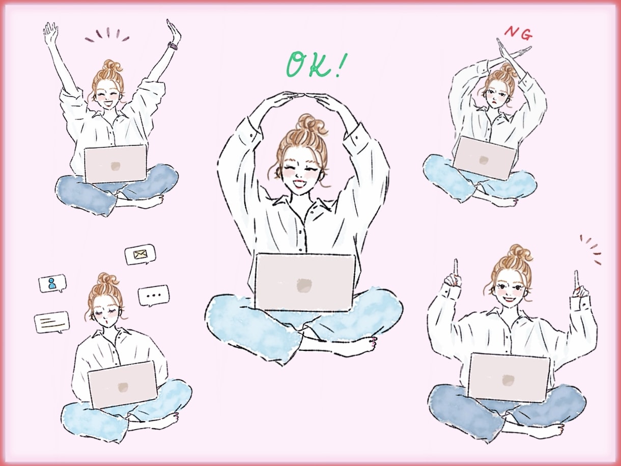 3点～イラストセット！おしゃれで個性認知UPします 手描き水彩＋大人ふんわり、統一したデザインで目を引く！商用有 イメージ4