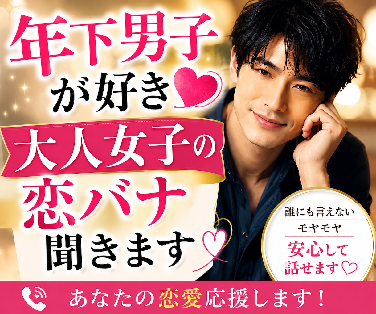 年下男性との恋愛を応援します 年下男子が好きな大人女子の恋愛の切なさを吐き出して下さい。 イメージ1