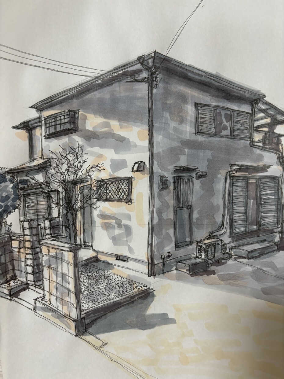 写真から味のあるイラストを描きます 思い出の場所や建物、自分の家など建物を中心に描きます。 イメージ3