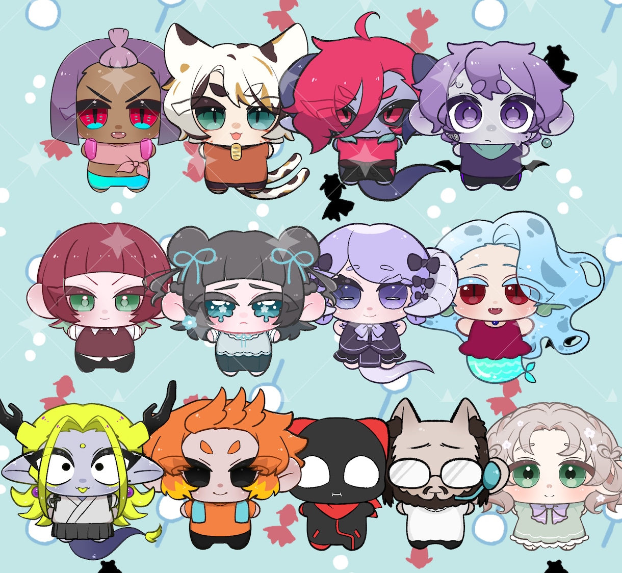 もこもこペンでかわいいミニイラストお描きします シンプルかつ可愛い2頭身!IRIAMのミニキャラやグッズに! イメージ2