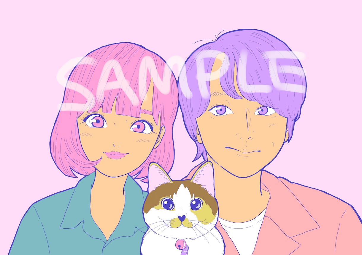 2人目からは1000円！漫画風似顔絵描きます ペットと一緒に、アイコンやプレゼント用などに!! イメージ2
