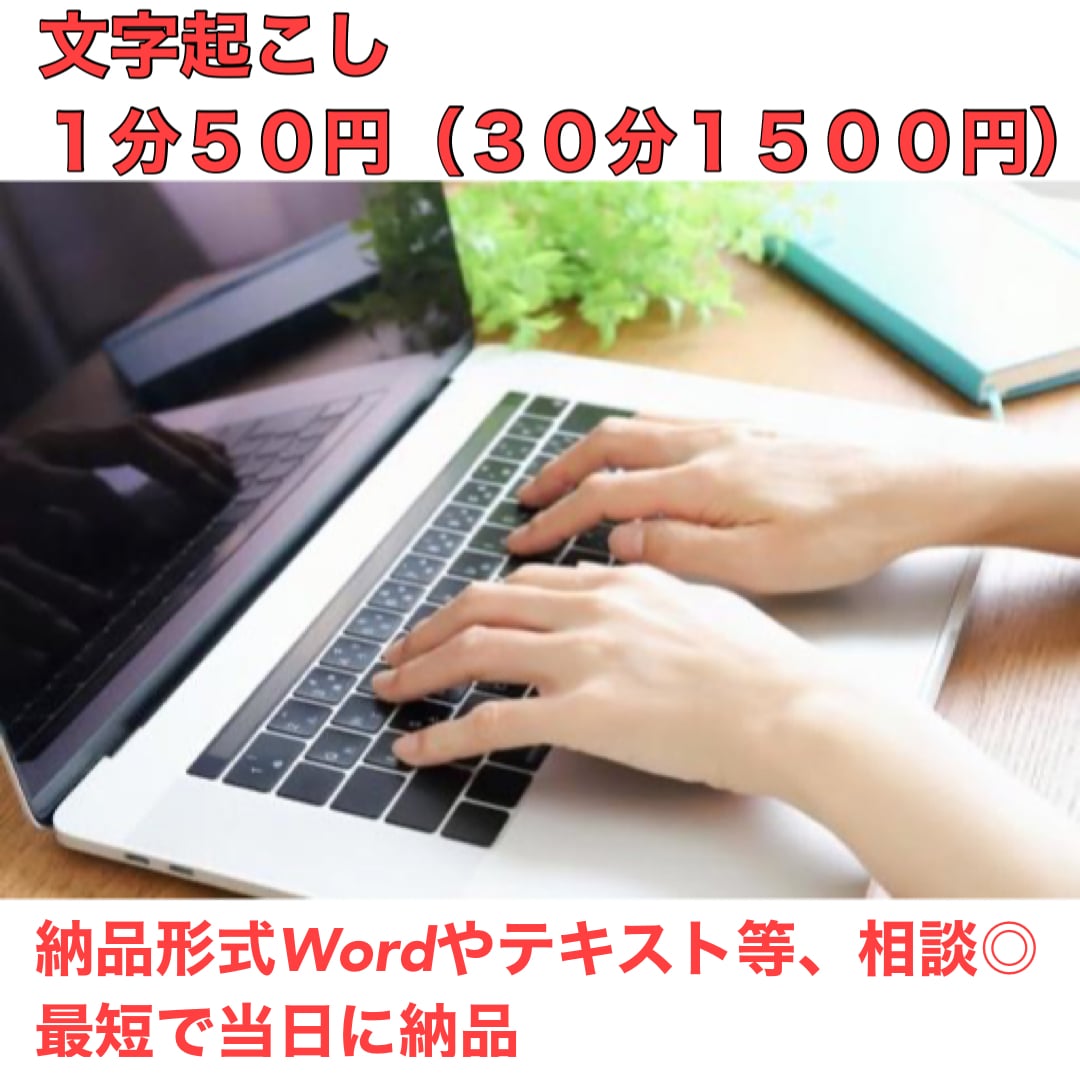 動画、音声データから文字起こし致します 1分50円(30分1500円)でお受けします！ イメージ1