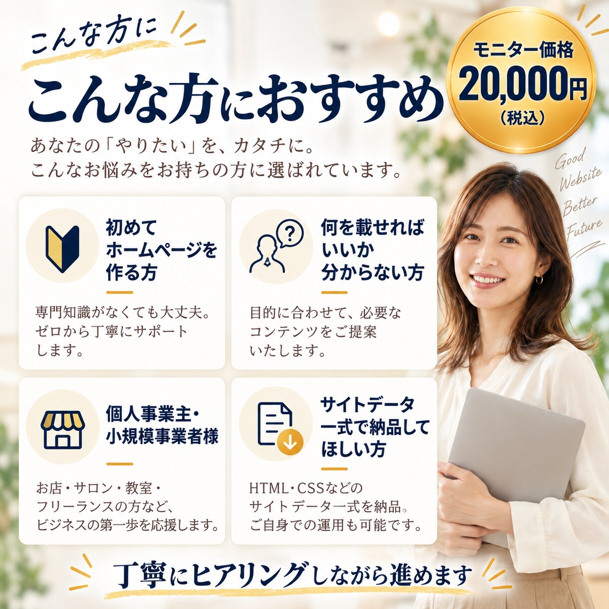 3名までモニター価格！HTMLでHP制作しますます 見やすく伝わるホームページをHTMLで制作します イメージ2