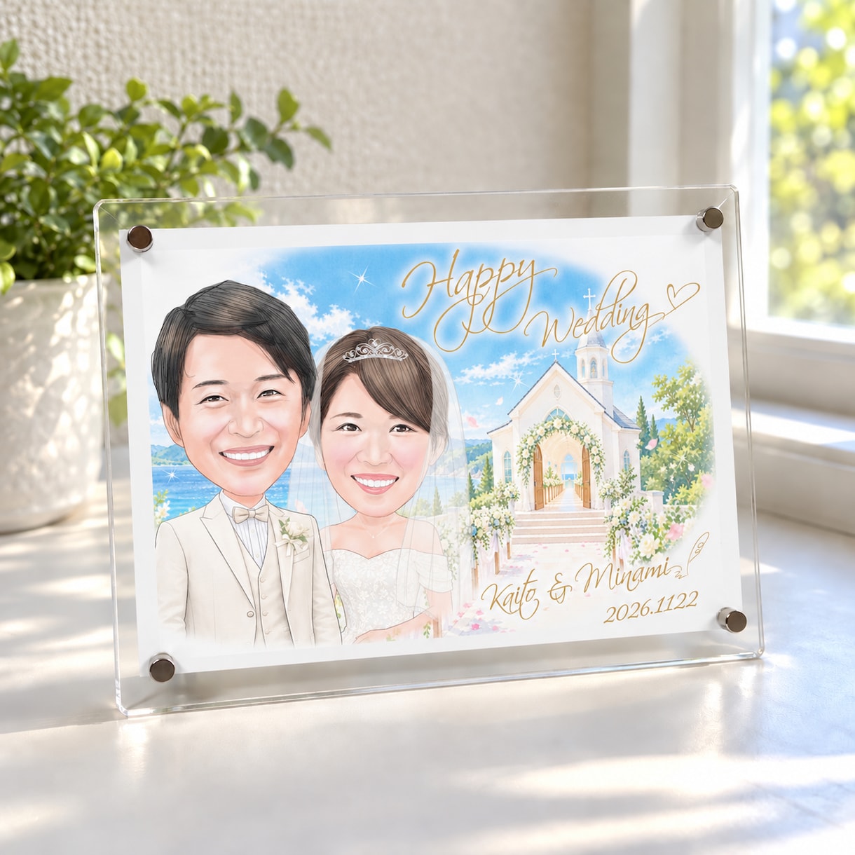 似顔絵アクリルスタンドタイプを制作します 壁穴が開けられない賃貸でも安心！受け手に配慮したギフト♪ イメージ10