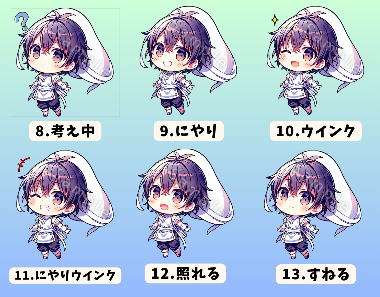 ちびキャラアイコン♪表情13種類セットを販売します いろんな表情のかわいいアイコン♪SNS・ブログの吹き出しに♪ イメージ3