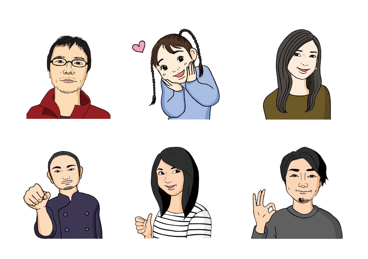 似顔絵イラストを描きます snsアイコン、名刺などに最適です。 イメージ1
