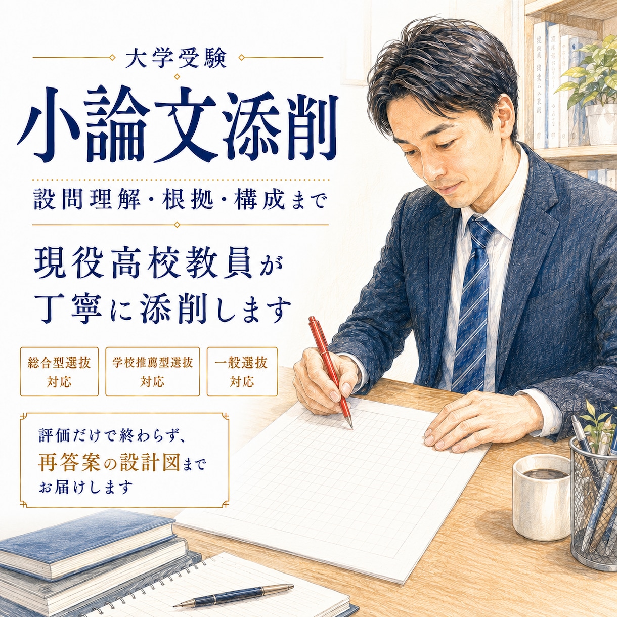 現役高校教員が本気で大学受験小論文を添削します 設問理解・主張・根拠・構成を確認し、再答案の設計図までお届け イメージ1