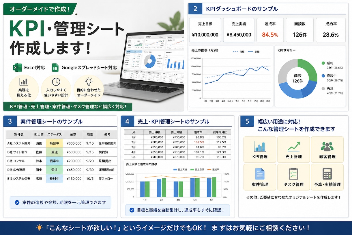 Excel・スプシで管理表を作成します 管理の悩みを解決！用途に合ったシートを作成します イメージ1