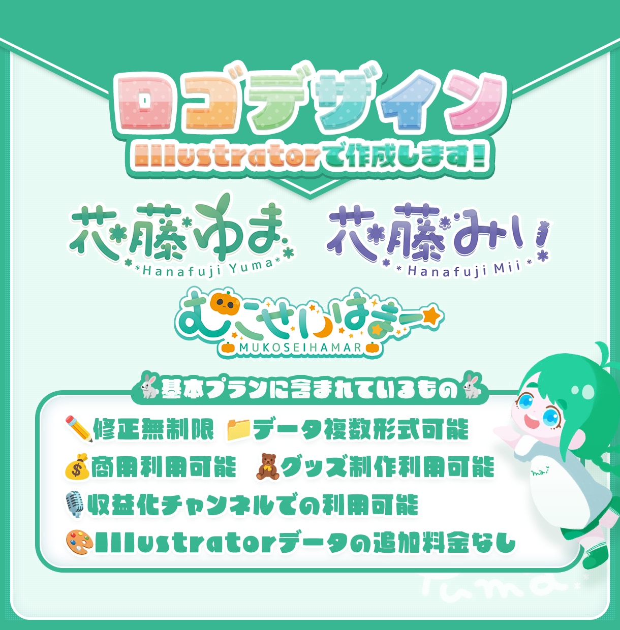 商用可！Illustratorでロゴデザインします お急ぎ納品 / 修正無制限 / 個人＆法人可 /グッズ販売可 イメージ1