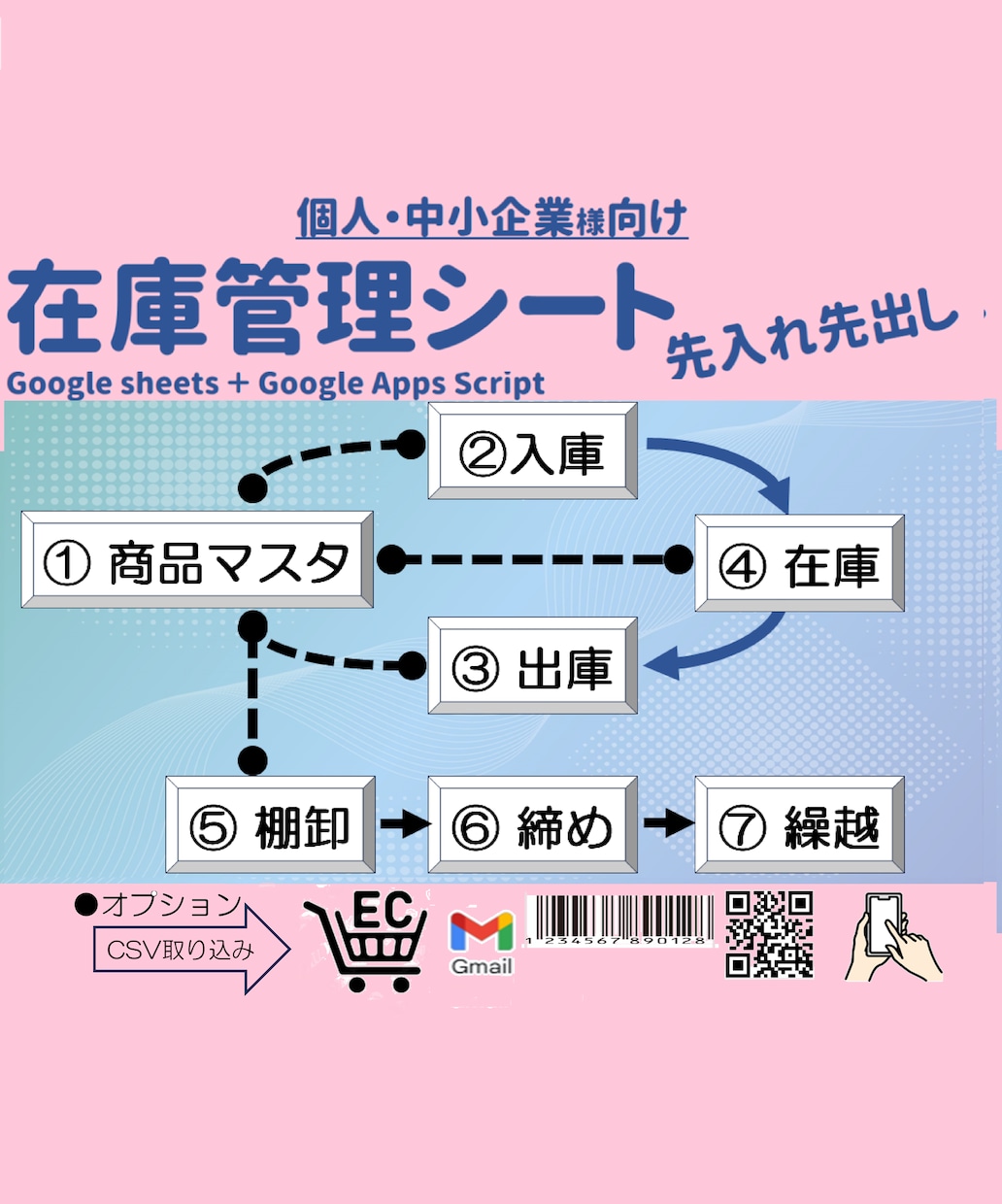 在庫管理システム　お任せください/ます 在庫管理シート先入れ先出しGoogle Sheets+GAS イメージ1