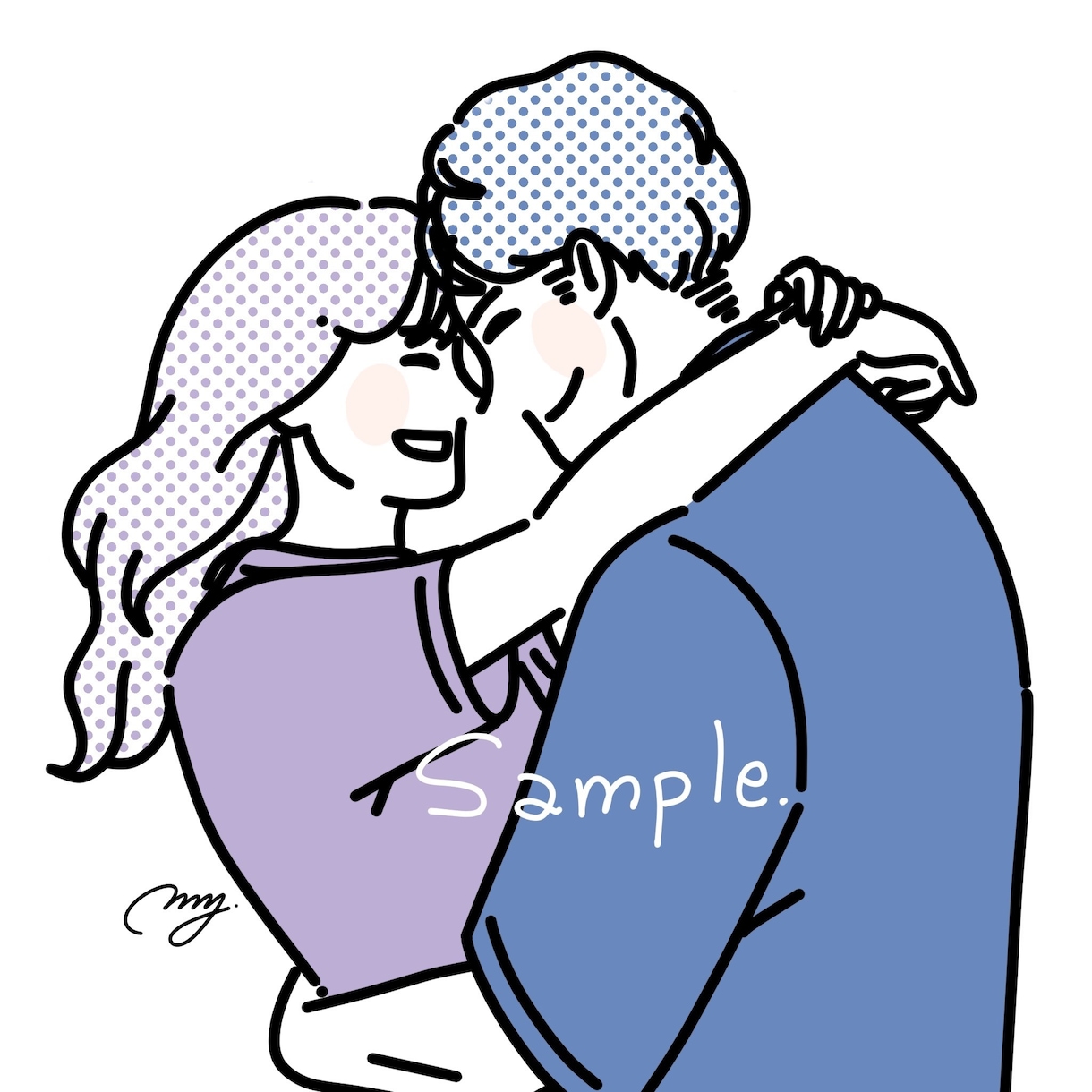 記念日やウェディングにも！シンプルイラスト描きます ワンポイントカラーでイラストを引き立てます！ イメージ2