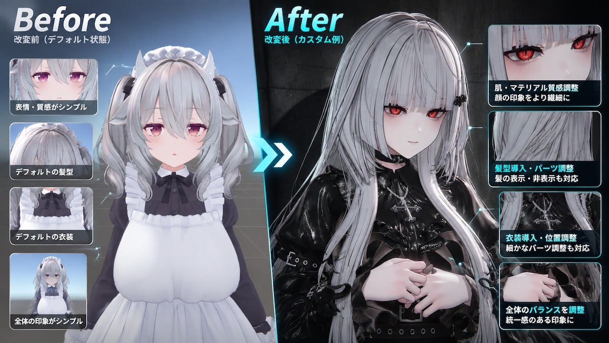 VRChat・Unity改変をサポートします 衣装・髪型導入から不具合修正まで対応 イメージ2
