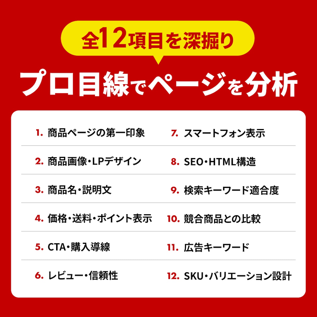 楽天・Yahoo・Amazonのページを診断します EC歴7年｜競合比較・改善優先度つきPDFを3日で納品 イメージ3