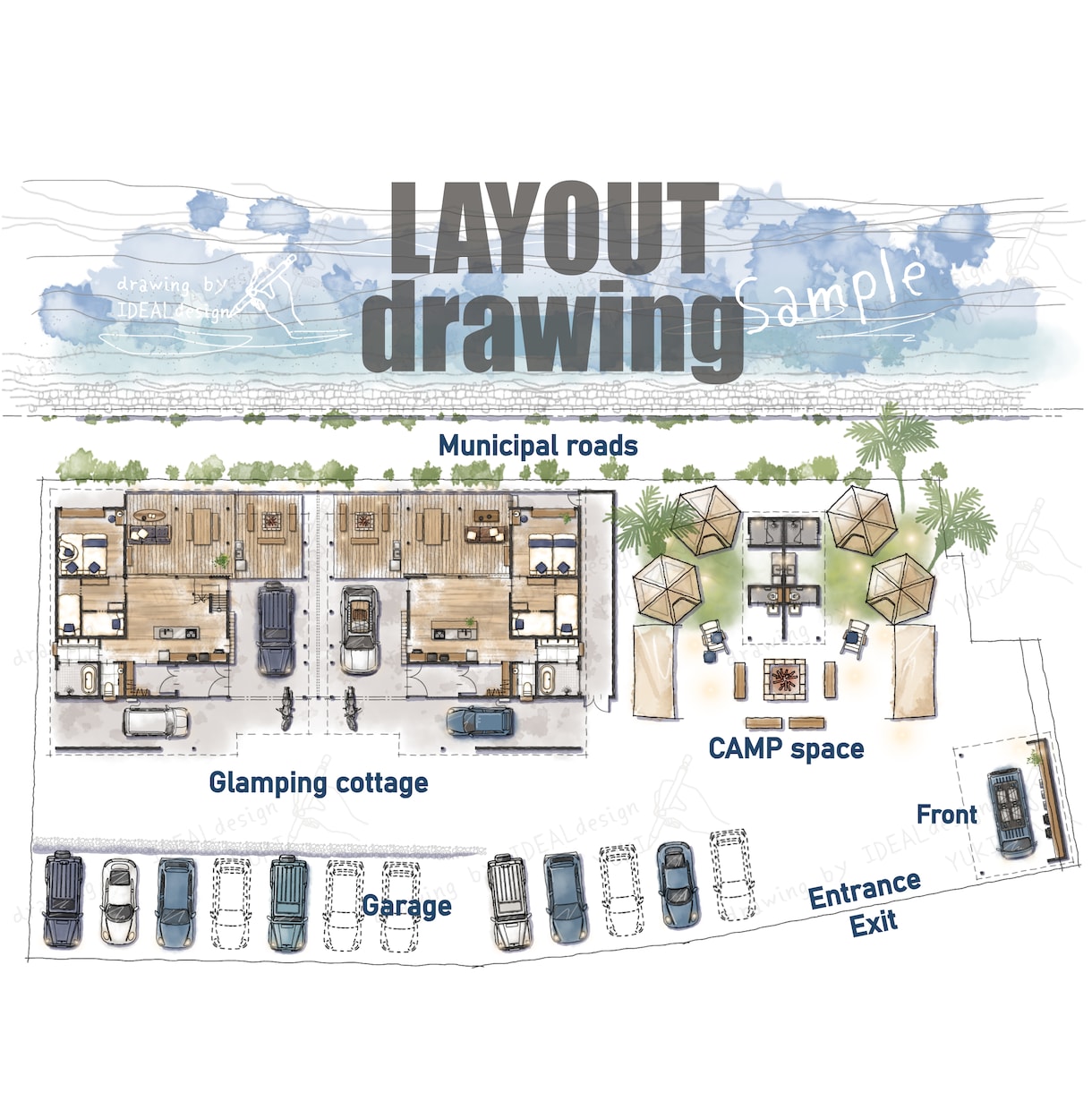 オシャレな手描き間取り図(戸建てVer.)承ります あなたのプランから魅力とオリジナリティを更に引き出します‼ イメージ2