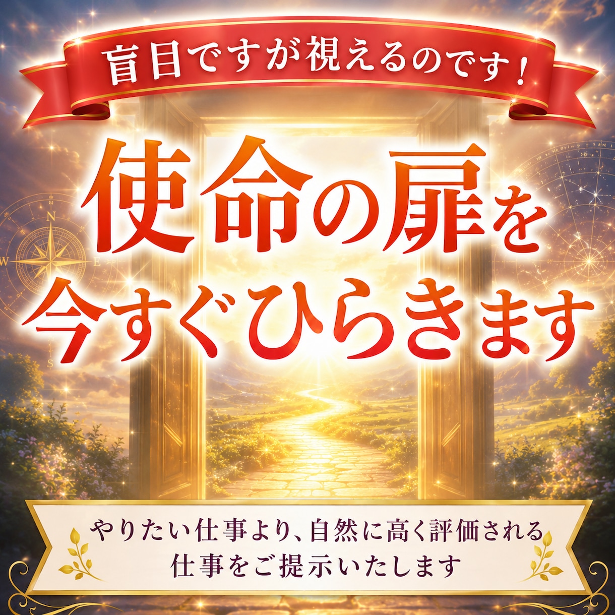 盲目ですが視えるのです！使命の扉を今すぐひらきます やりたい仕事より、自然に高く評価される仕事をご提示いたします イメージ3
