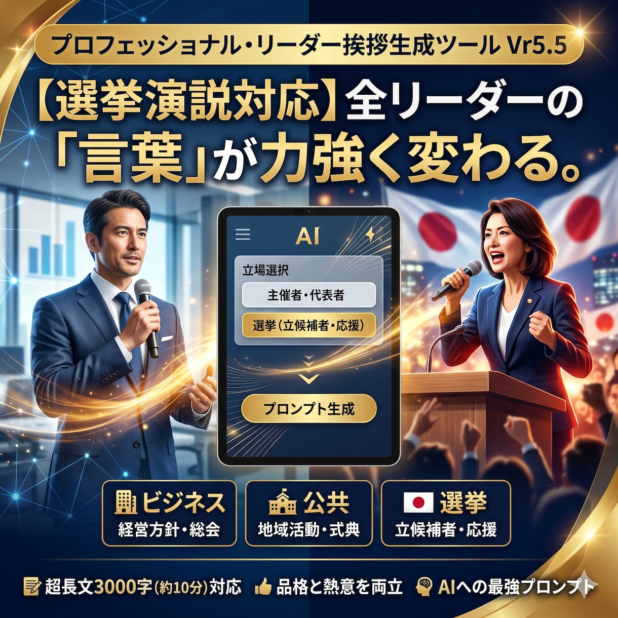 式典等の挨拶文をAIで格上げするツール売ります 汎用AIの限界突破。圧倒的な品格で広報・秘書の業務を大幅削減 イメージ1