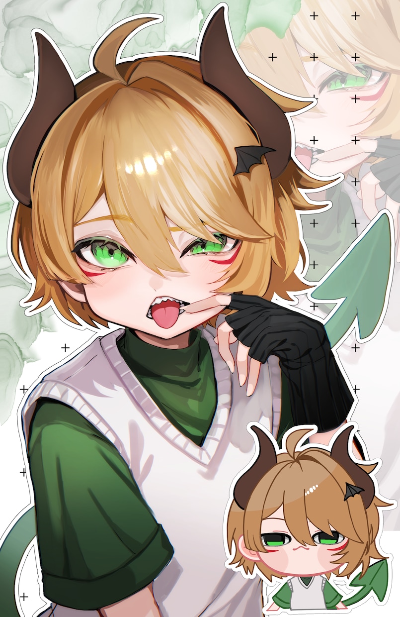 お買い得！ウエストアップ+ミニキャラセット描きます 商用込！SNS・返礼品・Vtuberサムネに最適！！！ イメージ7