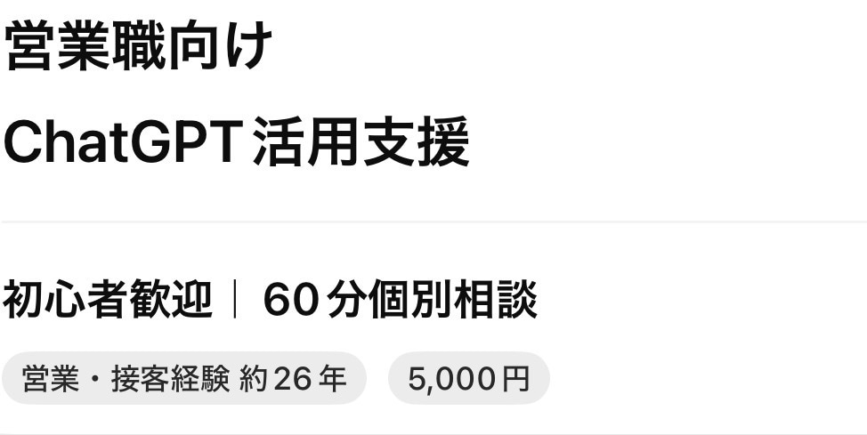 営業職向けChatGPT活用を個別支援します 営業・現場管理の経験を活かした初心者向け60分相談 イメージ1