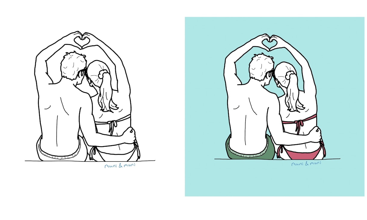 あなたの大切なお写真をやさしい線画にします 贈り物や思い出の1枚に。《モニター価格あり》 イメージ1