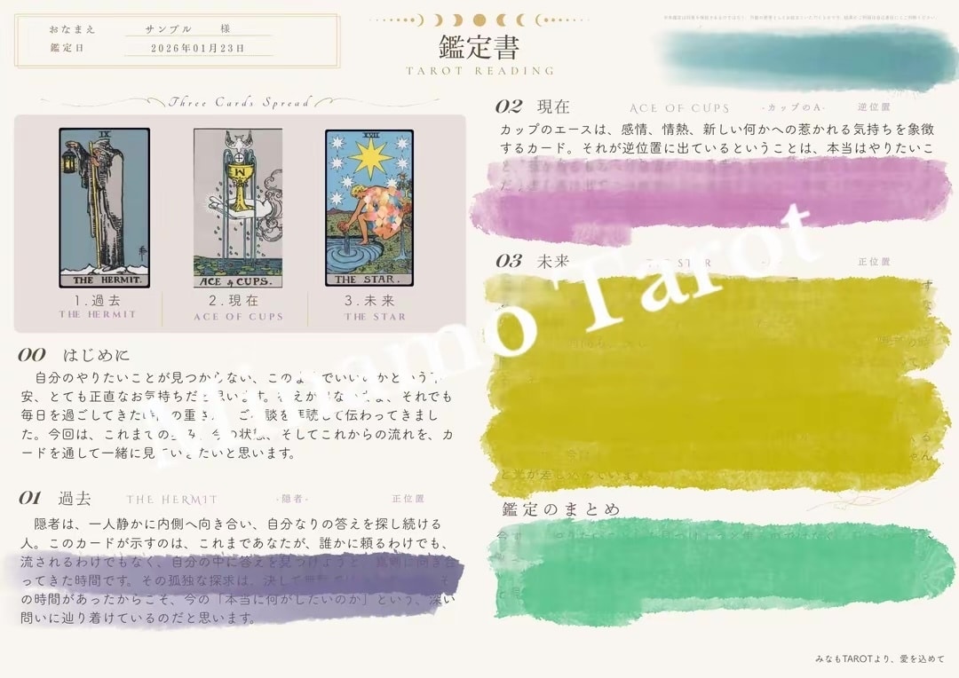 タロットカードからのメッセージをお届けします じっくり丁寧に、あなただけの鑑定文を イメージ2