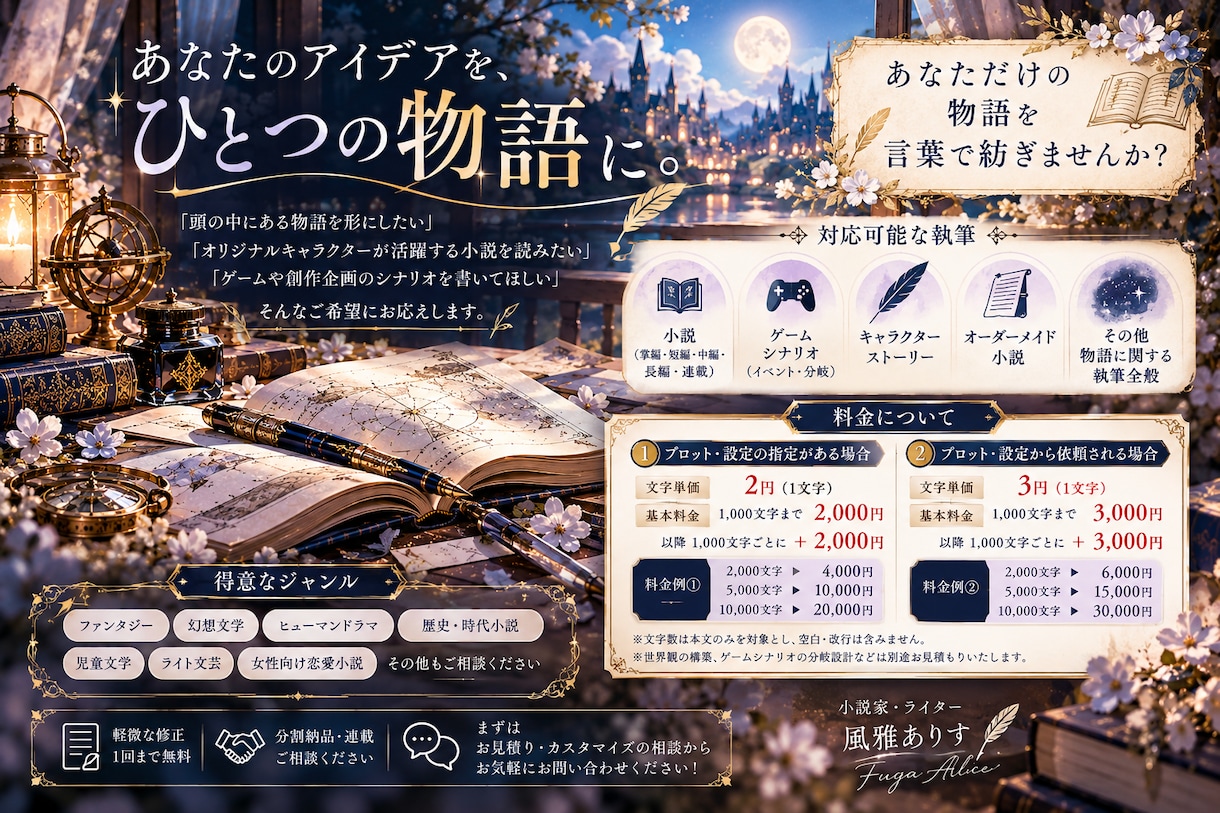 小説・ゲームシナリオなどの物語を執筆します 掌編から長編まで！あなたのアイデアを物語にします イメージ1