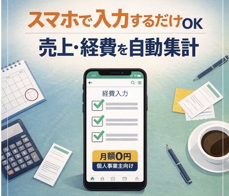 個人事業主向け｜考えなくていい収支整理を整えます スマホで入力するだけで、申告前に“自分で申告できる状態”に イメージ1