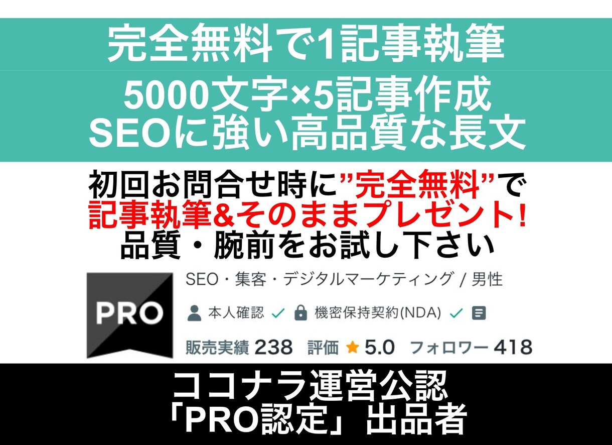 コンテンツSEO・5000文字×5記事作成します 【初回完全無料で1記事納品】高品質な長文SEO・AI対策 イメージ4
