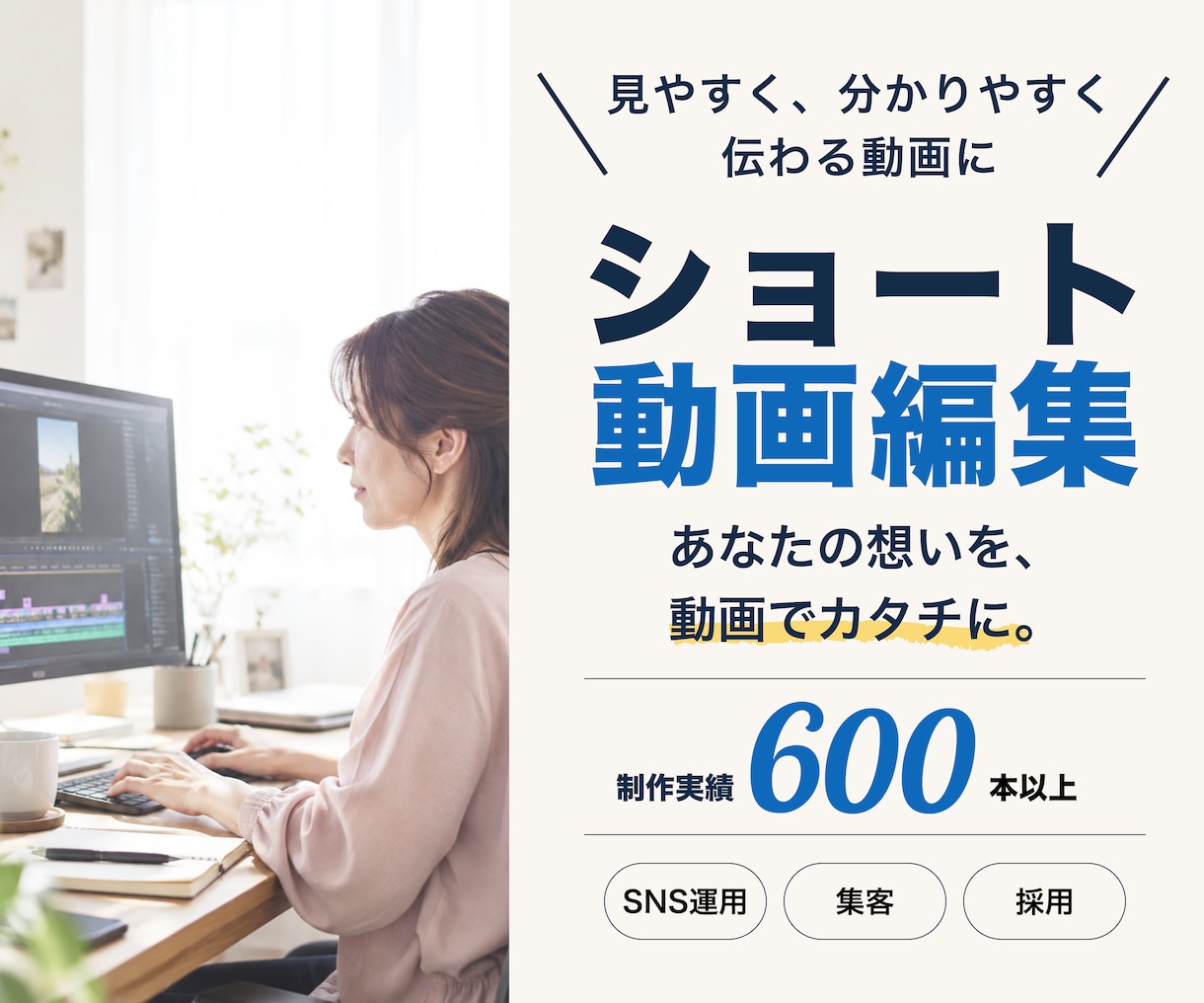 見やすく伝わるショート動画を編集します 制作実績600本以上！SNS向け縦型動画を丁寧に編集 イメージ1