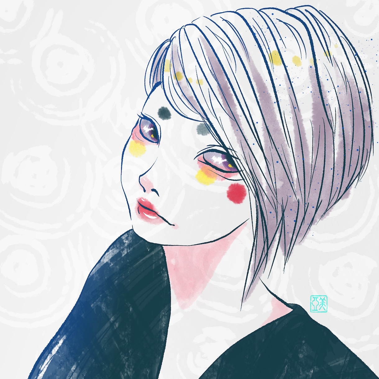 和風／浮世絵テイストでアイコン描きます デジタルでも筆感を出しアナログ風の色付けをします。 イメージ5