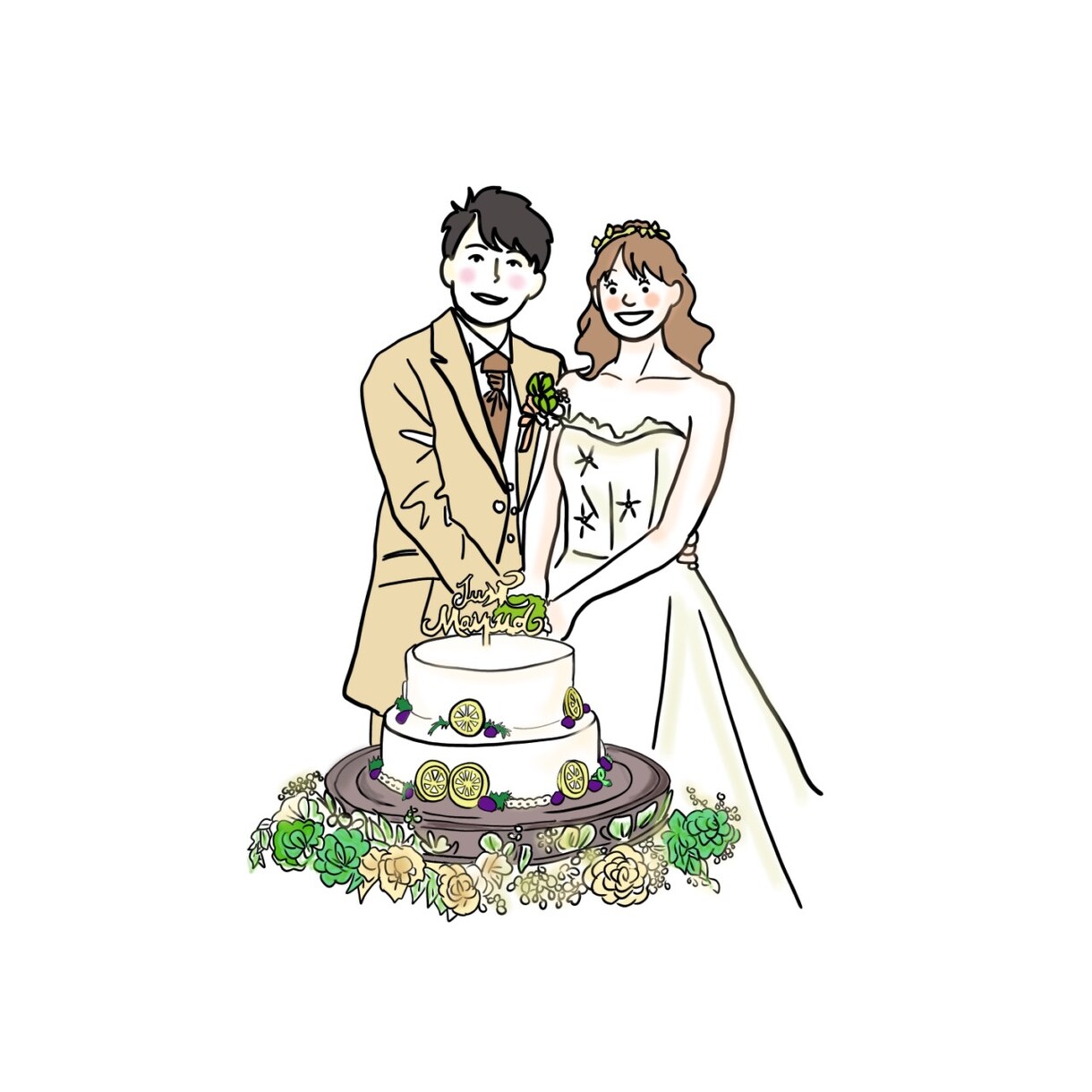 結婚式のアイテムに使えるイラストを描きます 写真を元にイラストを作成して画像でお届けします◎ イメージ1