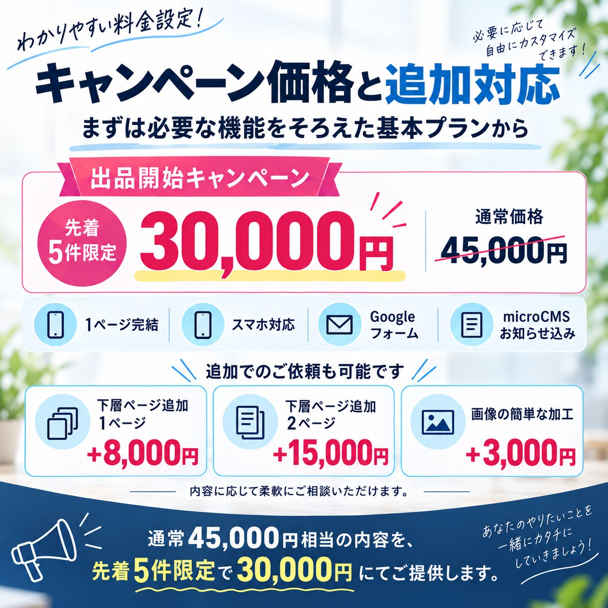 シンプルなホームページを丁寧に制作します スマホ対応・問い合わせ・お知らせ更新機能込み！ イメージ4