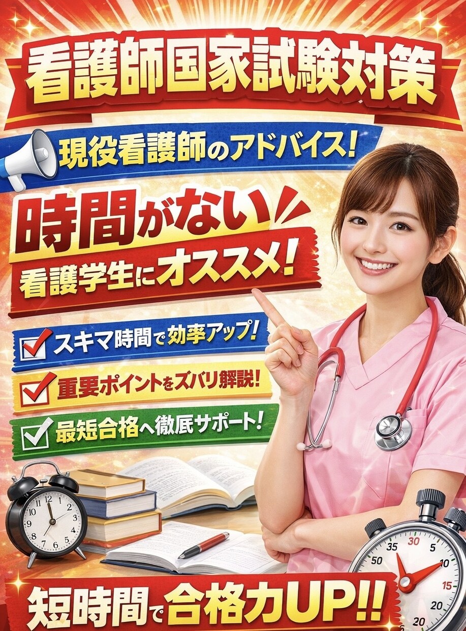 時間がない看護学生に。看護国家試験合格導きます 勉強に時間を使いたくない私が、実際に行っていた勉強法 イメージ1