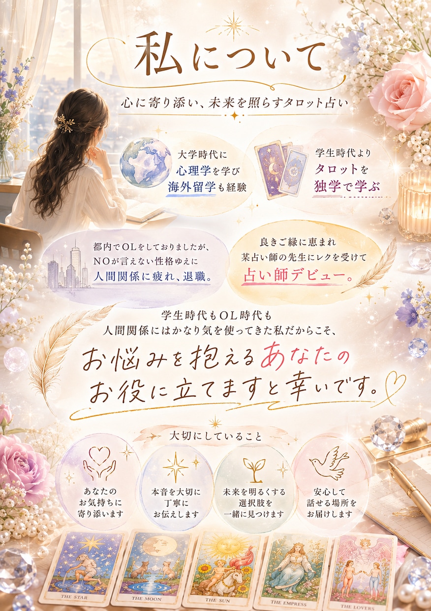 そのお悩みの次に進むためのタロット占い鑑定します 1000文字以上！結果を聞いて終わるだけはもったいないですよ イメージ2