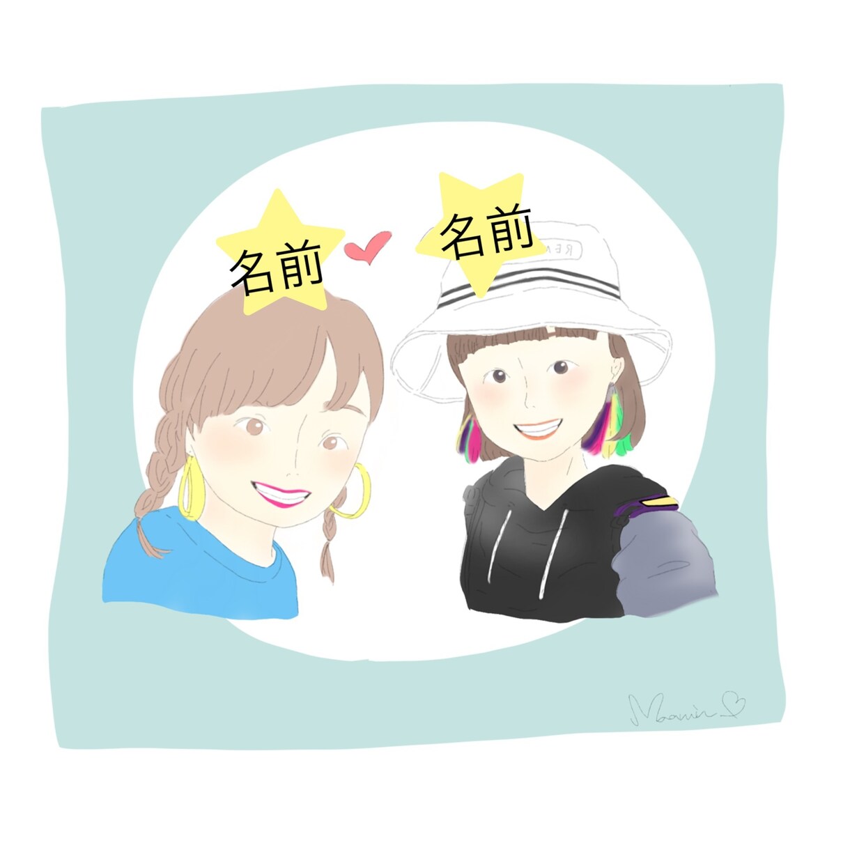 カップル、家族向けのイラスト描きます 記念日や誕生日のプレゼントに思い出を添えて イメージ4