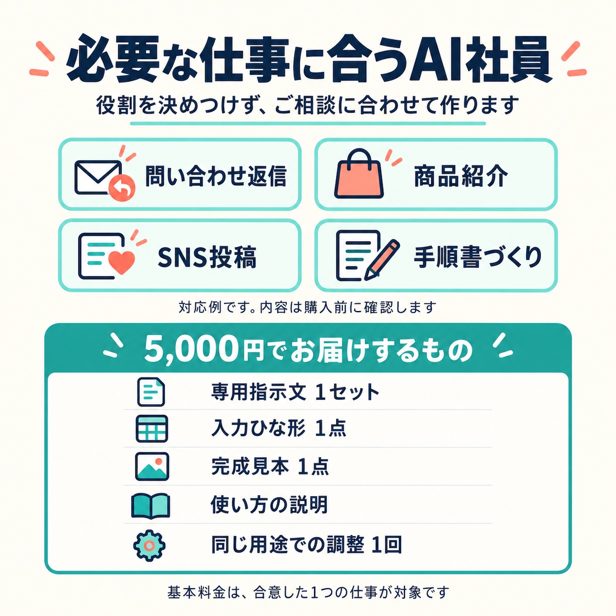 あなたの仕事に合わせたAI社員を作ります 個人事業主向け｜専用設定・完成見本・使い方をお届け イメージ2