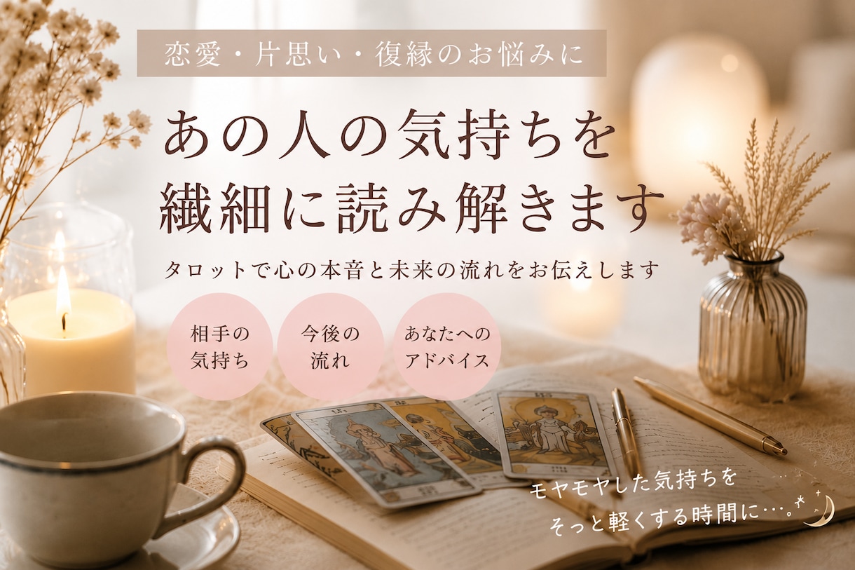 恋愛占い　あの人の気持ちを読み解きます 連絡・復縁・片思い・・・気になる恋のお悩みをタロットに相談 イメージ1