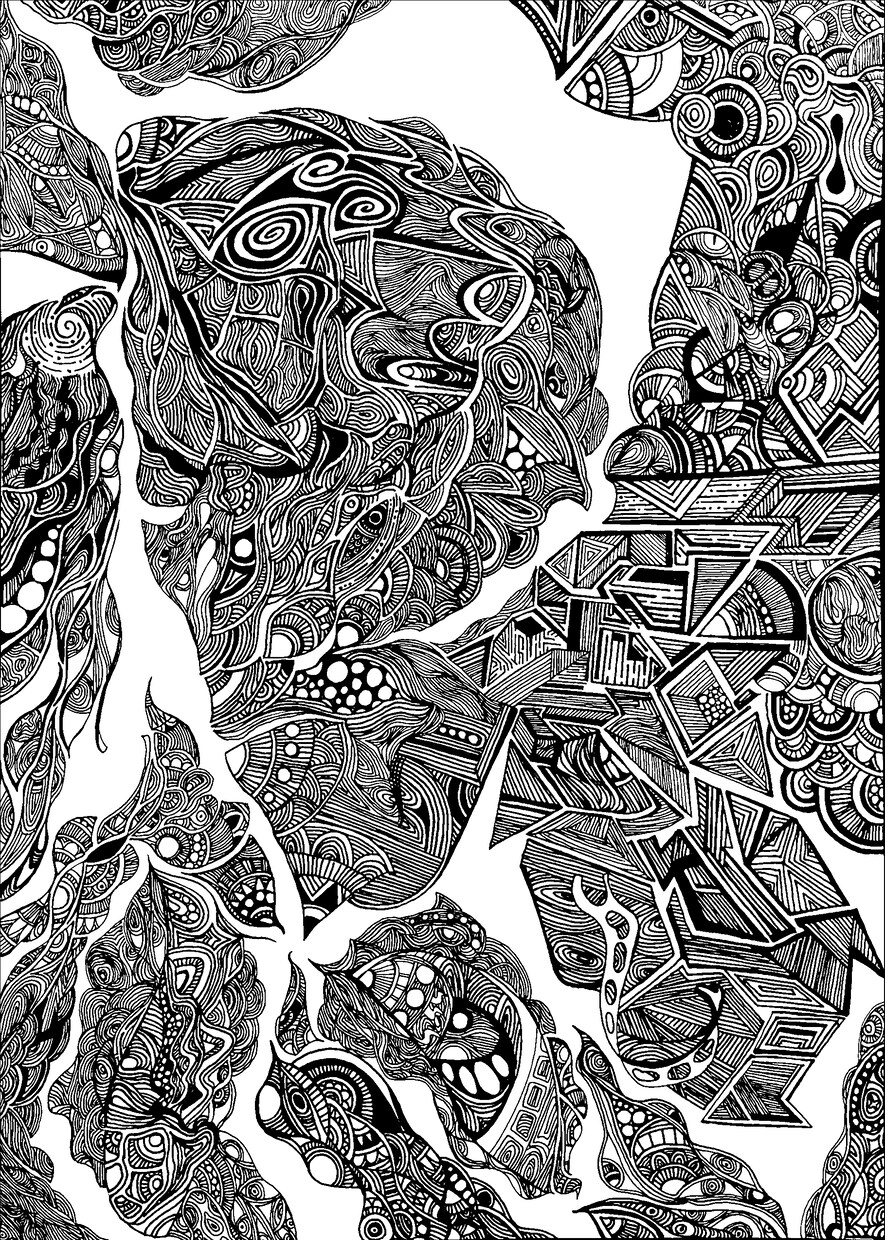 トライバルタトゥ風イラスト制作します 線画イラスト、かっこいいモノクロイラストを描きます イメージ3