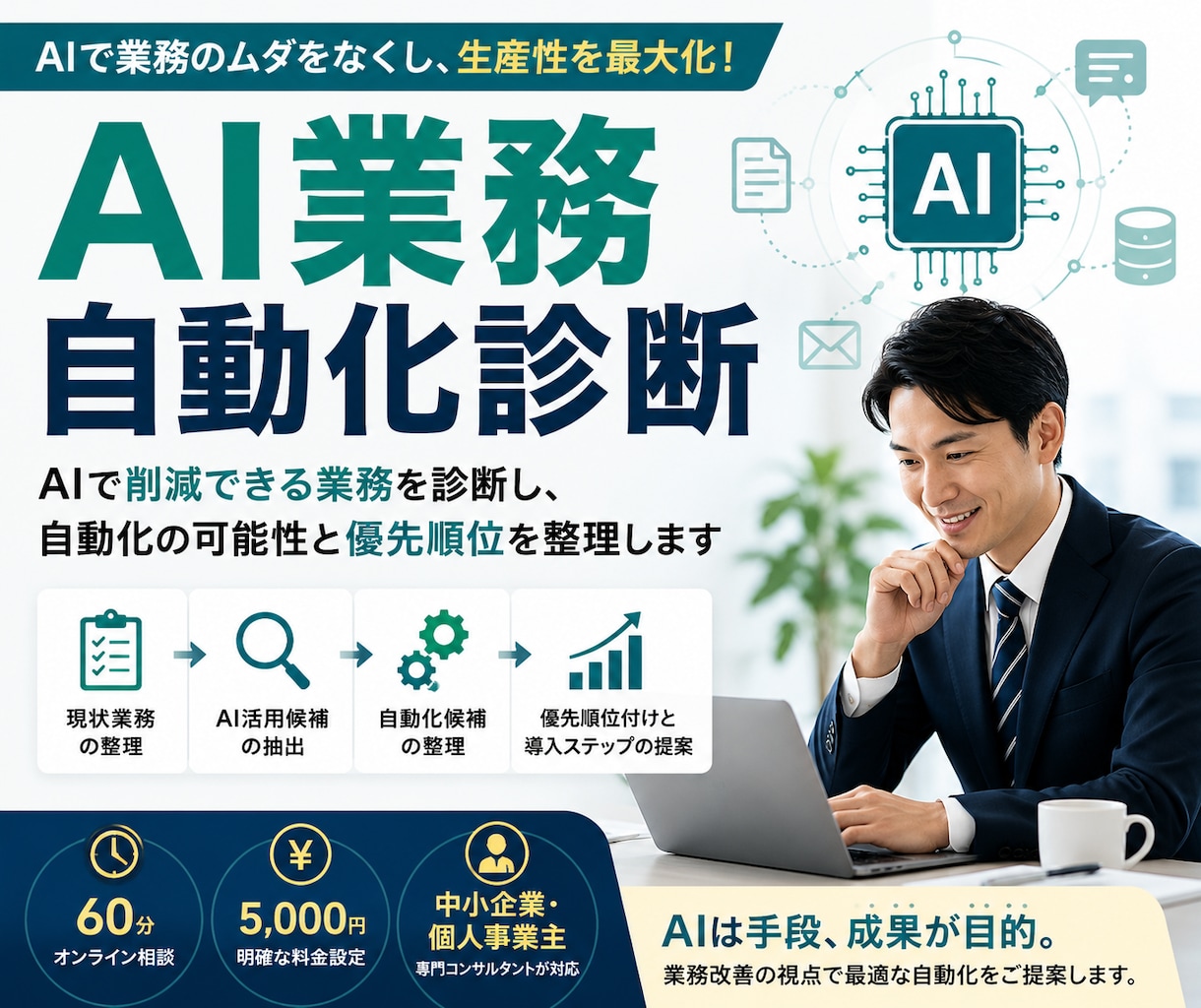AIで削減できる業務を診断します 業務効率化する自動化候補を整理します イメージ1