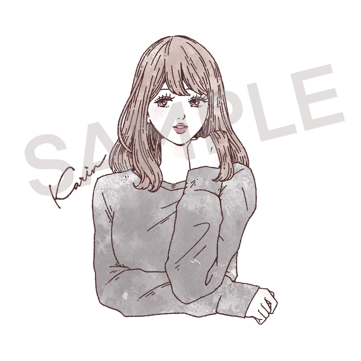 水彩風女性イラストを描きます 水彩風大人かわいい女性イラスト/SNSアイコンや名刺にどうぞ イメージ1
