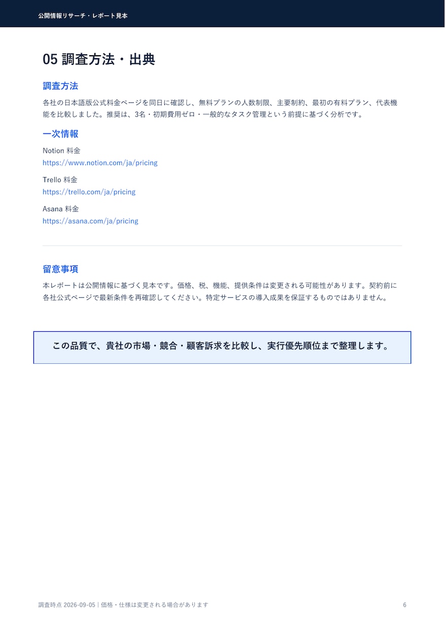 競合3社を調査し次の一手まで提案します 公開情報を出典まで確認し価格・強み・顧客訴求を整理 イメージ7