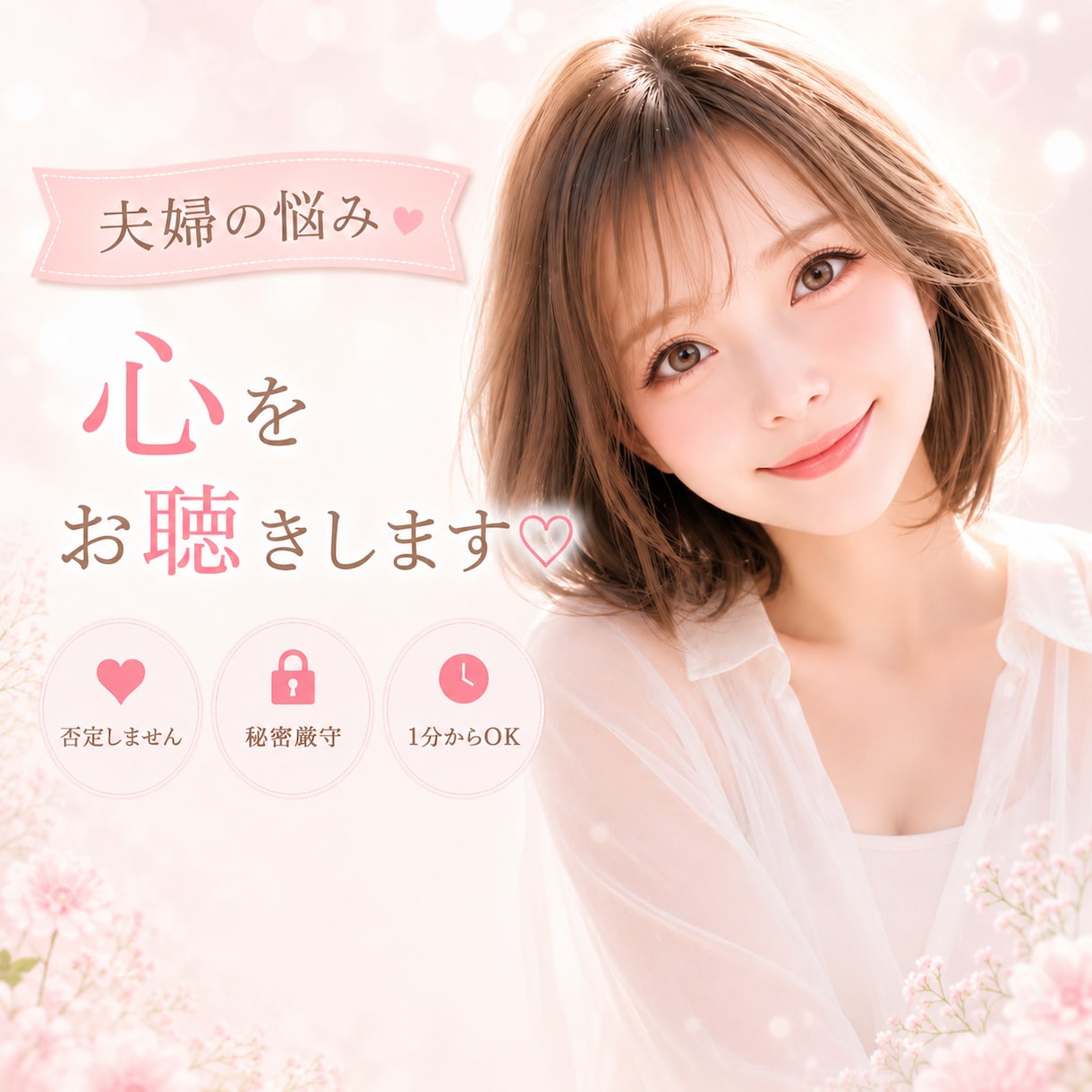 夫婦の悩み⭐️今すぐ話したい⭐️親身に聴きます 男女OK⭕️浮気／不倫／モラハラ／DV／レス／悩み／電話相談 イメージ1