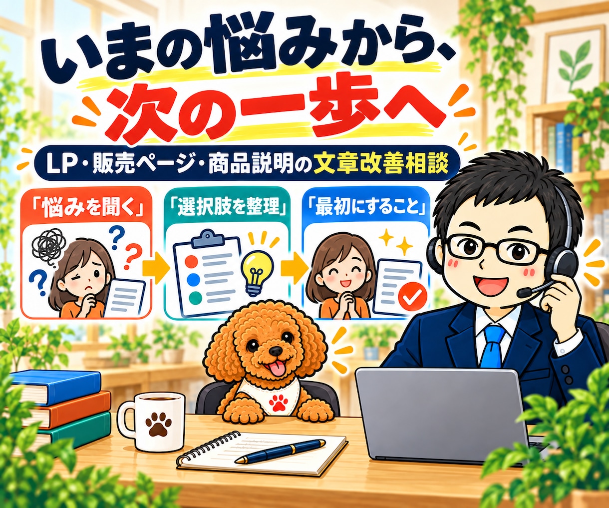 LP・商品説明の改善を電話でアドバイスします 販売ページの伝わらないを整理｜見出し・構成・AI活用 イメージ4